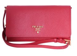 Prada Clutch Wallet, Saffiano Leather, Red, 198, B, 3*